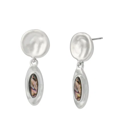 Robert Lee Morris Soho Abalone Textured Drop Earrings In Silver