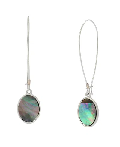 Robert Lee Morris Soho Black Lip Imitation Pearl Disc Dangle Earrings In Black Lip,silver