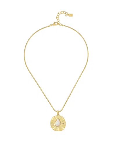 Robert Lee Morris Soho Faux Cultivated Pearl Textured Coin Pendant Necklace