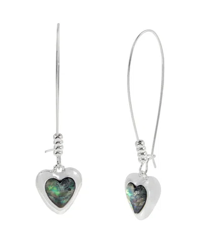 Robert Lee Morris Soho Faux Stone Abalone Gem Heart Dangle Earrings In Abalone,silver