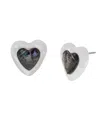 Robert Lee Morris Soho Faux Stone Abalone Gem Heart Stud Earrings In Abalone,silver