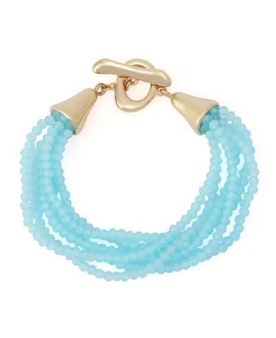 Robert Lee Morris Soho Faux Stone Seed Bead Layered Bracelet In Blue