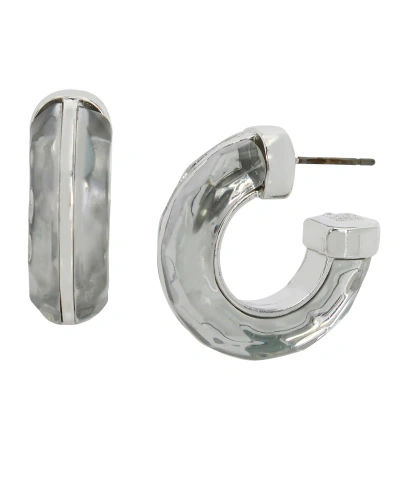 Robert Lee Morris Soho Faux Stone Stone Hoop Earrings In Crystal,silver
