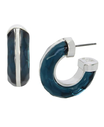 Robert Lee Morris Soho Faux Stone Stone Hoop Earrings In Montana,silver