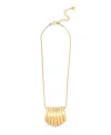 Robert Lee Morris Soho Gold Ribbed Tube Pendant Necklace In Brown