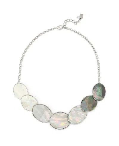 Robert Lee Morris Soho Imitation Pearl Bib Necklace In Silver