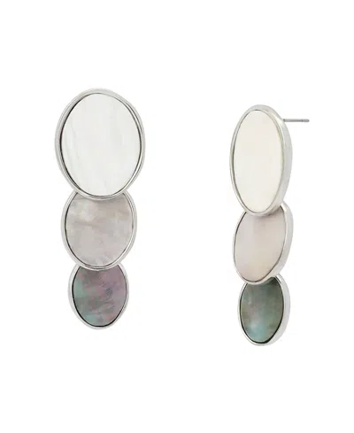 Robert Lee Morris Soho Imitation Pearl Oval Linear Earrings In Silver