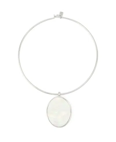 Robert Lee Morris Soho Imitation Pearl Reversible Pendant Collar Necklace In Silver