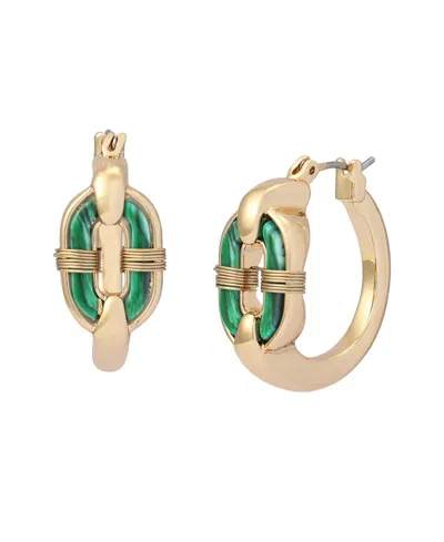 Robert Lee Morris Soho Malachite Link Huggie Earrings In Multi