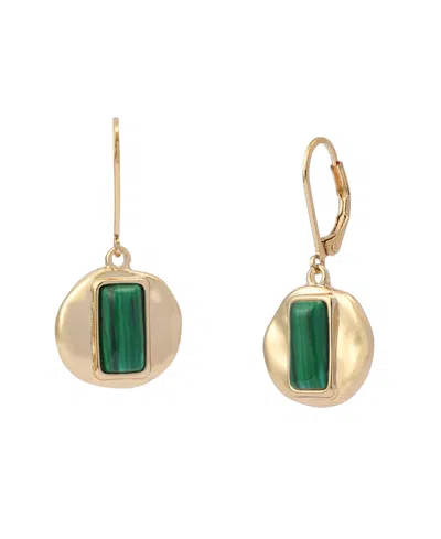 Robert Lee Morris Soho Malachite Molten Disc Drop Earrings In Gold