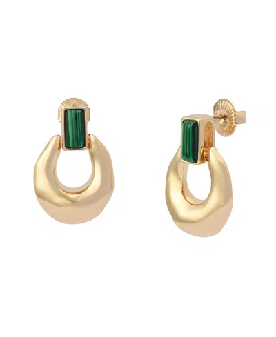 Robert Lee Morris Soho Malachite Molten Doorknocker Earrings In Gold
