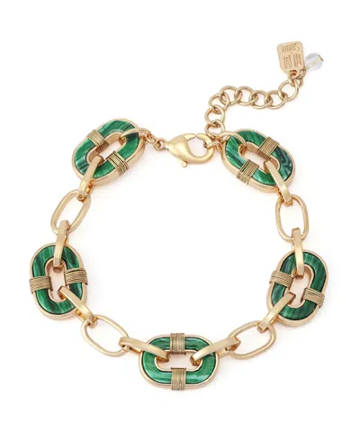 Robert Lee Morris Soho Malachite Reversible Link Bracelet In Multi