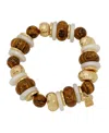 Robert Lee Morris Soho Mixed Beaded Stretch Bracelet In Tiger's Eye,gold