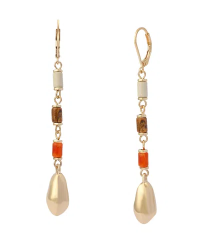 Robert Lee Morris Soho Mixed Stone Molten Bead Linear Earrings In Gold