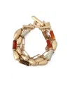 Robert Lee Morris Soho Mixed Stone Molten Beaded Bracelets In Gold