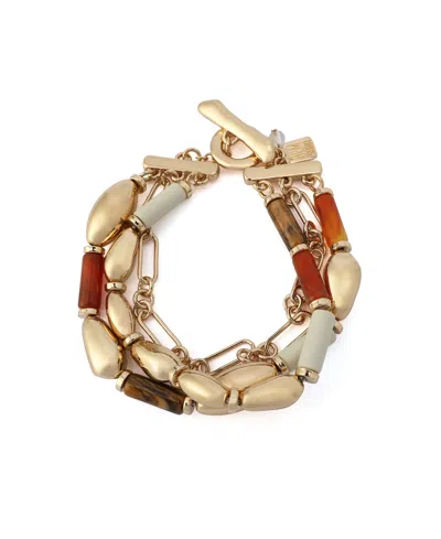 Robert Lee Morris Soho Mixed Stone Molten Beaded Bracelets In Gold