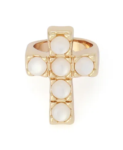 Robert Lee Morris Soho Mother Of Pearl Cross Band Ring In Gold