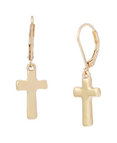 Robert Lee Morris Soho Mother Of Pearl Cross Dangle Earrings In Gold