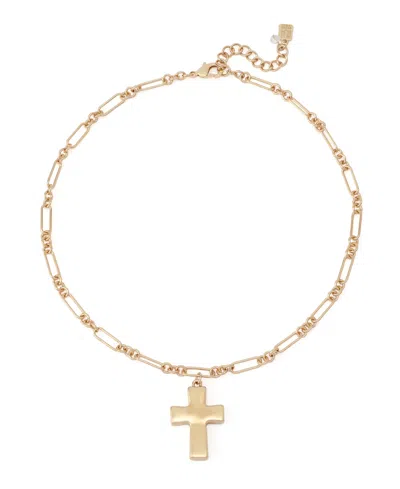 Robert Lee Morris Soho Mother Of Pearl Cross Pendant Necklace In Gold