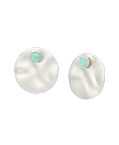 Robert Lee Morris Soho Mother Of Pearl Turquoise Disc Earring Jacket In Metallic