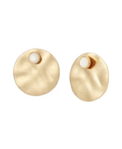 Robert Lee Morris Soho Mother Of Pearl Turquoise Disc Earring Jacket In Gold