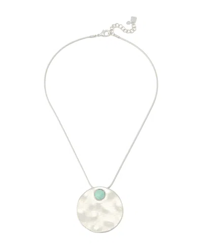 Robert Lee Morris Soho Mother Of Pearl Turquoise Disc Pendant Necklace In White