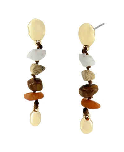 Robert Lee Morris Soho Multi-colored Chip Stone Linear Earrings