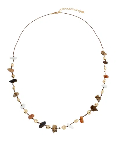 Robert Lee Morris Soho Multi-colored Chip Stone Long Station Necklace