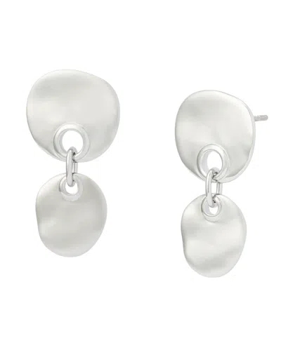 Robert Lee Morris Soho Rhodium Double Disc Drop Earrings In Metallic