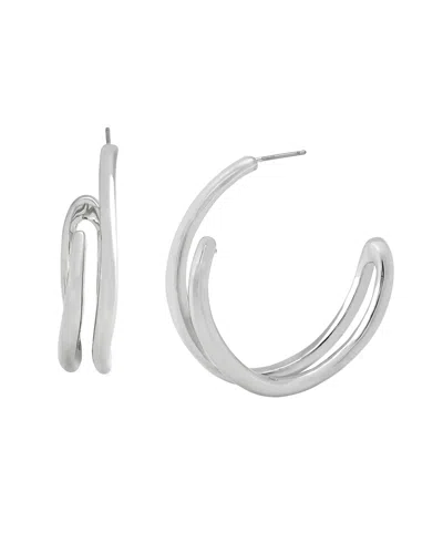 Robert Lee Morris Soho Rhodium Fluid Bypass Medium Hoop Earrings
