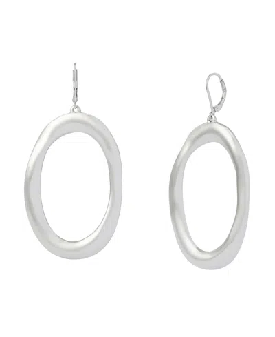 Robert Lee Morris Soho Rhodium Sculpted Oval Drop Earrings In Silver