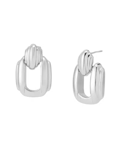 Robert Lee Morris Soho Ribbed Doorknocker Earrings In Metallic