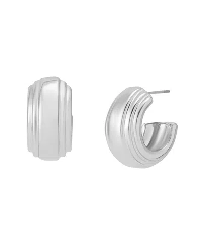 Robert Lee Morris Soho Ribbed Huggie Earrings In Metallic