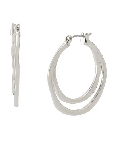 Robert Lee Morris Soho Sculpted Double Row Hoop Earrings In Metallic