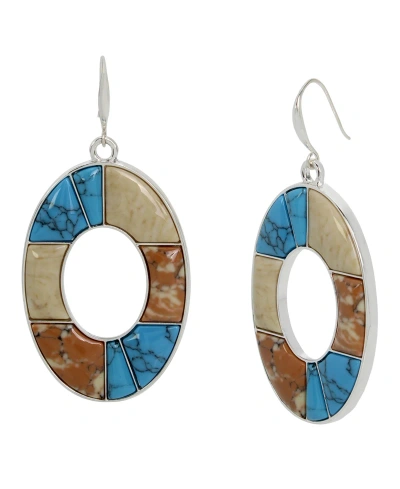 Robert Lee Morris Soho Semi-precious Mixed Stone Oval Drop Earrings In Multi,silver