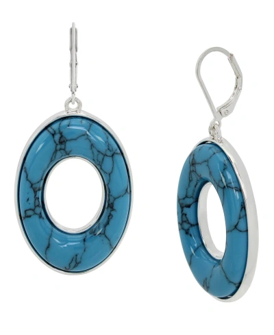 Robert Lee Morris Soho Semi-precious Turquoise Drop Earrings In Turquoise,silver