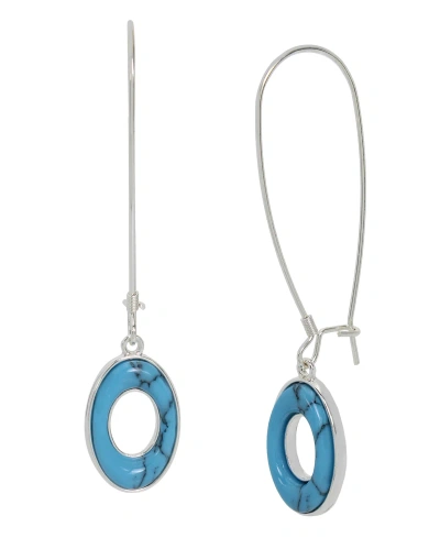 Robert Lee Morris Soho Semi-precious Turquoise Oval Dangle Earrings In Turquoise,silver