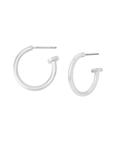 Robert Lee Morris Soho Silver Minimal Huggie Earrings In Gray