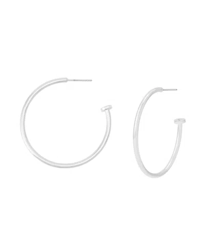 Robert Lee Morris Soho Silver Minimal Medium Hoop Earrings In Pattern