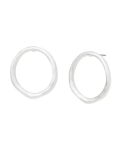 Robert Lee Morris Soho Silver Sculpted Small Circle Post Earrings In Gray