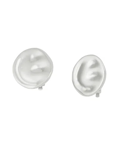Robert Lee Morris Soho Silver Textured Disc Clip Earrings In White
