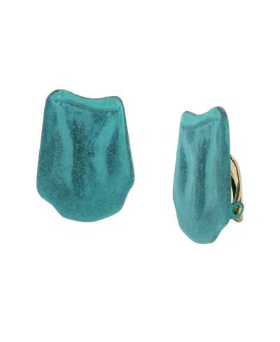 Robert Lee Morris Soho Turquoise Patina Textured Petal Clip-on Earrings