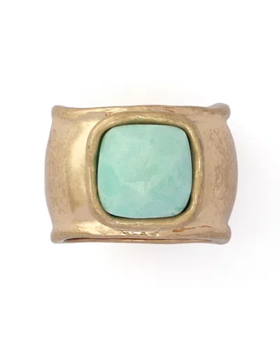 Robert Lee Morris Soho Turquoise Stone Band Ring In Gold