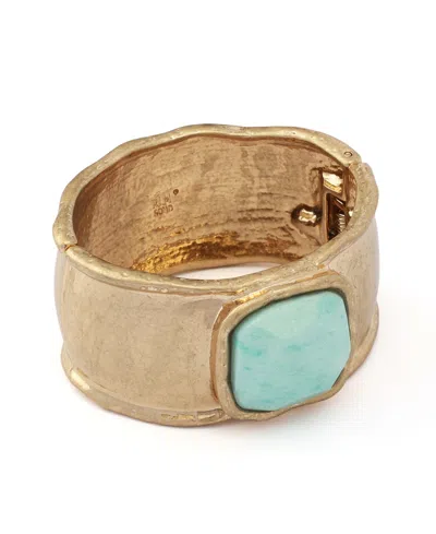 Robert Lee Morris Soho Turquoise Stone Bangle Bracelet In Gold