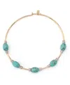 Robert Lee Morris Soho Turquoise Stone Bead Wire Collar Necklace In Turquoise,gold