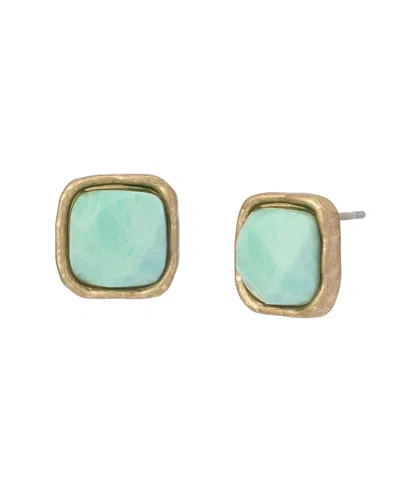 Robert Lee Morris Soho Turquoise Stone Button Earrings In Green