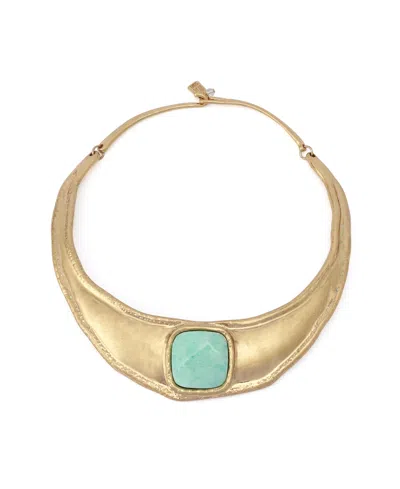 Robert Lee Morris Soho Turquoise Stone Collar Necklace In Gold