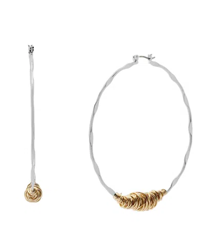 Robert Lee Morris Soho Two Tone Large Wire Wrapped Sculpted Hoop Earrings In Metallic