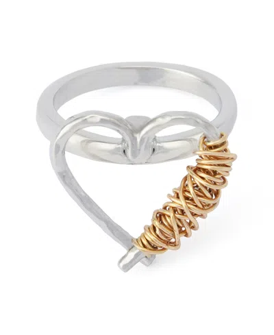 Robert Lee Morris Soho Two-tone Heart Cocktail Ring In Multi