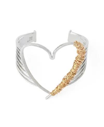 Robert Lee Morris Soho Two-tone Heart Cuff Bracelet In Multi